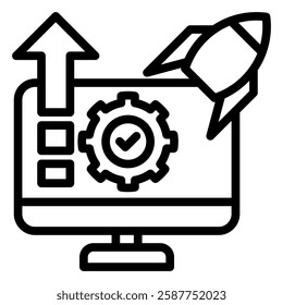 cloud algoritm Icon Black OutlineElement For Design