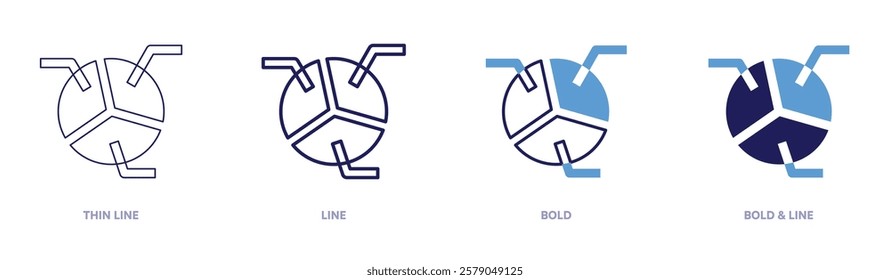 Cloud analysis icon in 4 different styles. Thin Line, Line, Bold, and Bold Line. Duotone style. Editable stroke.