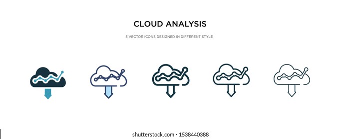 cloud analysis icon in different style vector illustration. two colored and black cloud analysis vector icons designed in filled, outline, line and stroke style can be used for web, mobile, ui