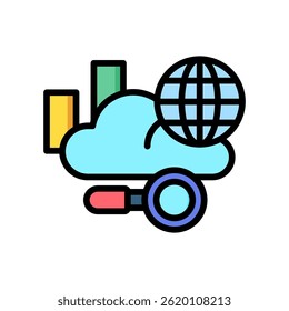 Cloud Analysis Icon Lineal Color Vector Illustration