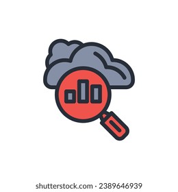 icono de análisis en la nube. vector.Curso editable.Signo de estilo lineal para uso de diseño web,logotipo.Ilustración de símbolo.