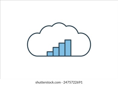 Cloud analytics icon. icon related to cloud computing. suitable for web site, app, user interfaces, printable etc. flat line icon style. simple vector design editable