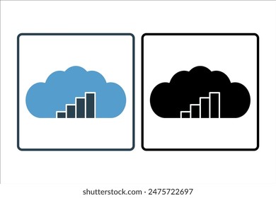 Cloud analytics icon. icon related to cloud computing. suitable for web site, app, user interfaces, printable etc. solid icon style. simple vector design editable