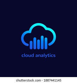 Cloud Analytics Icon, Vector Logo