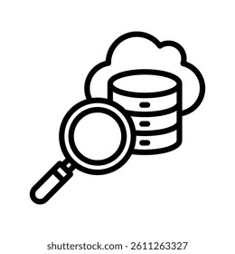 Cloud Analytics Line Vector Illustration On White Background.