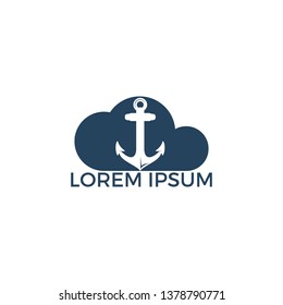 Cloud Anchor vector logo design. Vector illustration for marine and heraldry design. Nautical Anchor vector logo design.