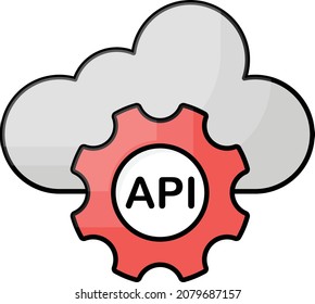 Cloud API Concept, Rrich featured program Vector Color Icon Design, Software and web development symbol on white background, Computer Programming and Coding stock illustration