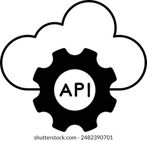 Cloud API Concept, Rrich featured program Vector Icon Design, Software and web development symbol, Computer Programming and Coding stock illustration