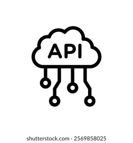 Cloud API icon Black and white outline vector