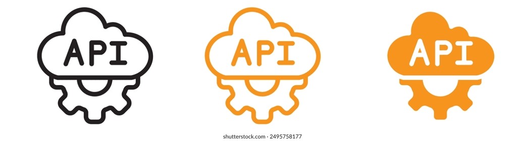 Icono de API en la nube que ilustra las Tecnologías de Cloud Computing, los servicios de integración de API y las soluciones de almacenamiento de datos para empresas de TI