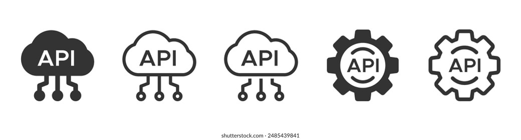 Cloud API icon set. Application Programming Interface vector illustrations