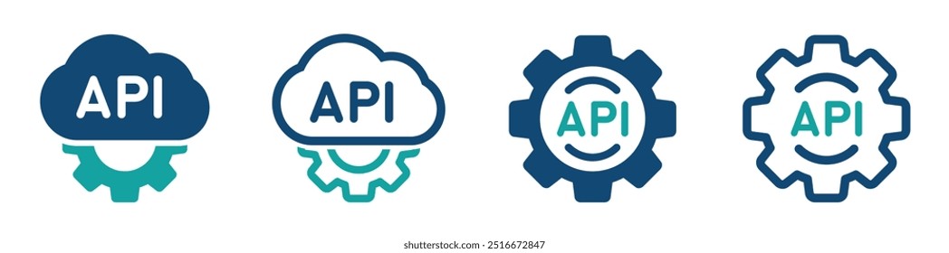 Ícone de API de Nuvem definido. Designs de vetor da Interface de programação de aplicativos. Ícone Api