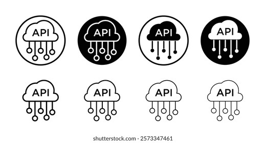 Cloud API icon vector line logo mark or symbol set collection outline style