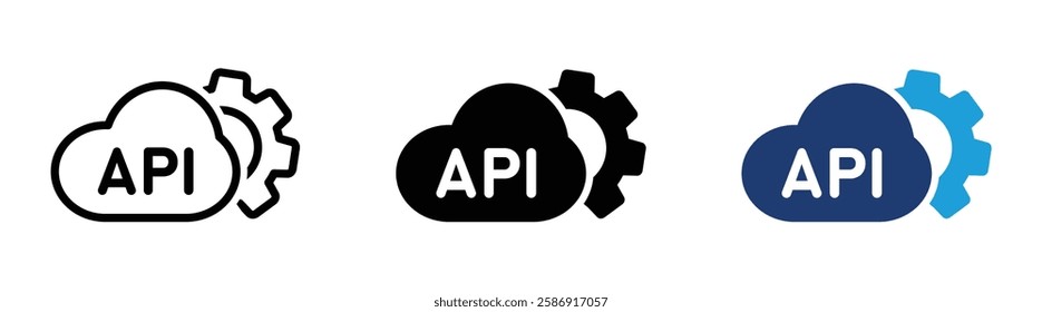 Cloud API icons. Application Programming Interface vector designs