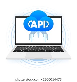 Cloud API Technology icon. Concept of innovation and the Internet of things. Software integration sign. Vector illustration.