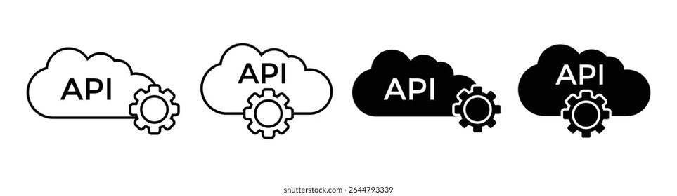 Cloud API Vector Icon Set – Software Integration, Development, and Application Interface Symbols, vector illustration.