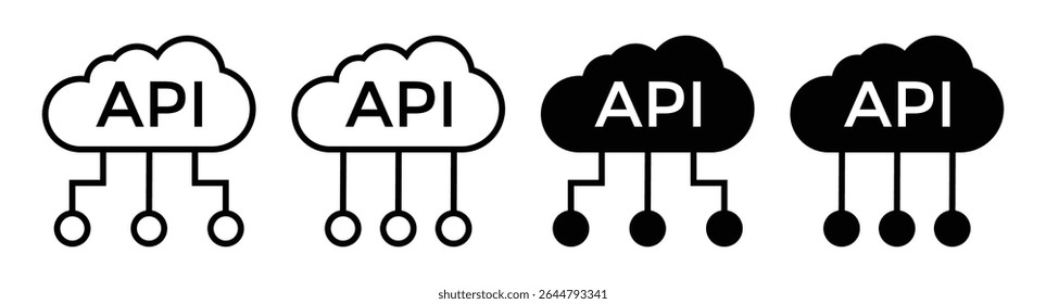 Cloud API Vector Icon Set – Software Integration, Development, and Application Interface Symbols, vector illustration.