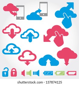 cloud app icon on mobile phone vector icons set