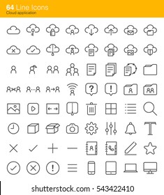 Cloud application icons. Included the icons as cloud services, data, storage, report, setting, streaming and more.
