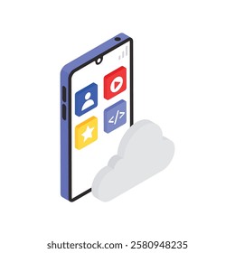 Cloud Applications Vector Flat Isometric Icon Style illustration. Eps 10 File