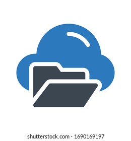 icono de color de glifo vectorial de archivo en la nube 