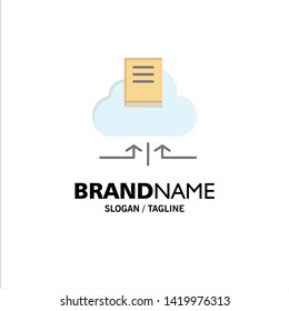 Cloud, Arrow, Book, Notebook Business Logo Template. Flat Color