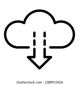 Cloud arrow down icon. Outline cloud arrow down vector icon for web design isolated on white background
