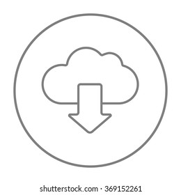 Cloud with arrow down line icon.