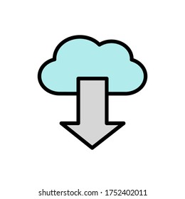 Cloud, Pfeil, Download-Symbol. Einfache Farbe mit Vektorelementen, die Vektorgrafiken für Internet-Speichersymbole für i und ux, Website oder mobile Anwendungen enthalten
