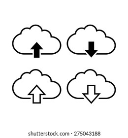 Cloud with arrow icon. Upload and download with cloud technology