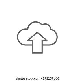 Cloud with arrow up line icon.