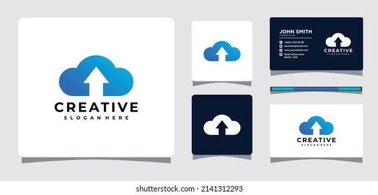 Plantilla con logotipo de flecha hacia arriba y en la nube con inspiración de diseño de tarjetas de visita