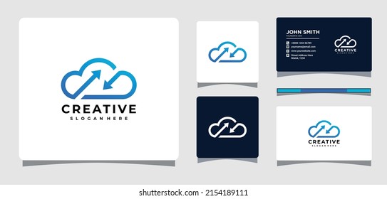 Cloud Arrow Logo Template With Business Card Design Inspiration