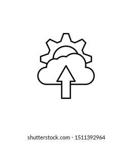 Cloud arrow up setting backup cyber robbery. Vector icon. On white background