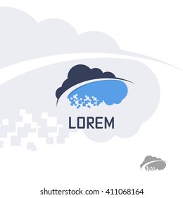 Cloud With Arrow Template Design. Data Transfer. Cloud Logo Template. 