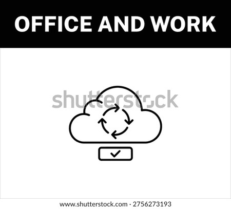 A cloud with arrows and a checkmark