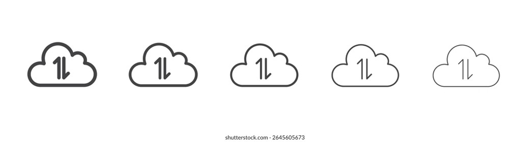 Símbolo de Vector de ilustración de contorno de icono de flechas de nube