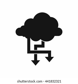 Cloud and arrows icon in simple style isolated on white background
