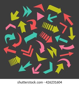 Cloud of arrows icons sign set.