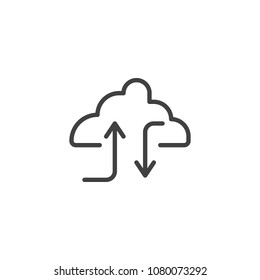 Cloud with arrows outline icon. linear style sign for mobile concept and web design. Cloud exchange data simple line vector icon. Symbol, logo illustration. Pixel perfect vector graphics