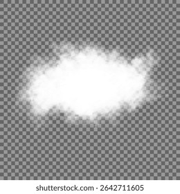 Cloud art or smoky air illustration. Chimney smoke, fog wave or cloud pattern with overlay effect. Cloud, smoke, png. White realistic 3D vector isolated cloud on the transparent background.Vector set.