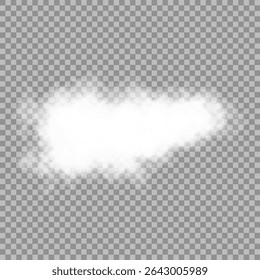 Arte em nuvem ou ilustração com ar esfumaçado. Nuvem isolada de vetor 3D realista branca no conjunto background.Vetor transparente. Fumaça de chaminé, onda de nevoeiro ou padrão de nuvens com efeito de sobreposição. Nuvem, fumaça, ping.
