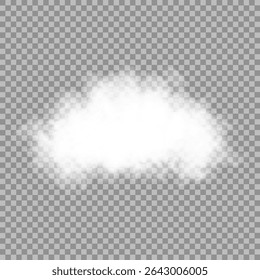 Arte em nuvem ou ilustração com ar esfumaçado. Nuvem isolada de vetor 3D realista branca no conjunto background.Vetor transparente. Fumaça de chaminé, onda de nevoeiro ou padrão de nuvens com efeito de sobreposição. Nuvem, fumaça, ping.