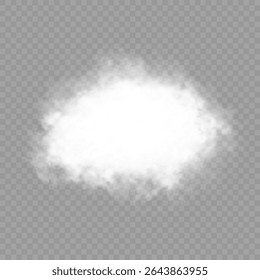 Arte em nuvem ou ilustração com ar esfumaçado. Nuvem isolada de vetor 3D realista branca no conjunto background.Vetor transparente. Fumaça de chaminé, onda de nevoeiro ou padrão de nuvens com efeito de sobreposição. Nuvem, fumaça, ping.
