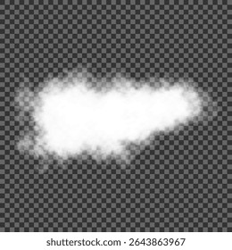 Arte em nuvem ou ilustração com ar esfumaçado. Nuvem isolada de vetor 3D realista branca no conjunto background.Vetor transparente. Fumaça de chaminé, onda de nevoeiro ou padrão de nuvens com efeito de sobreposição. Nuvem, fumaça, ping.