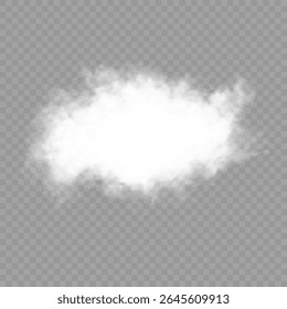 Cloud art or smoky air illustration. Chimney smoke, fog wave or cloud pattern with overlay effect. Cloud, smoke, png. White realistic 3D vector isolated cloud on the transparent background.Vector set.