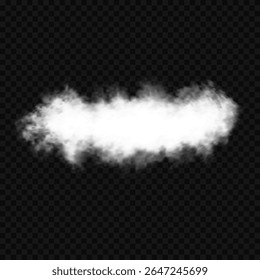 Cloud art or smoky air illustration. White realistic 3D vector isolated cloud on the transparent background.Vector set. Chimney smoke, fog wave or cloud pattern with overlay effect. Cloud, smoke, png.