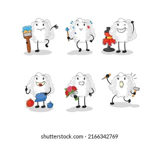 the cloud artist group character. cartoon mascot vector