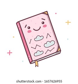 Cloud Atlas book.  Kawaii cartoon character isolated on a white background. Vector illustration.
