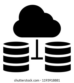 A cloud attached to database servers depicting cloud database 